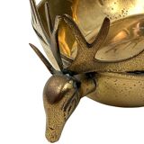Mid-century Modern brass deers centerpiece / bowl, France 1970s