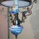 Opaline white porcelain blue 3 branch hanging lamp