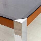 Willy Rizzo Style MidCentury Modern Italian Chrome and Leather Dining Table