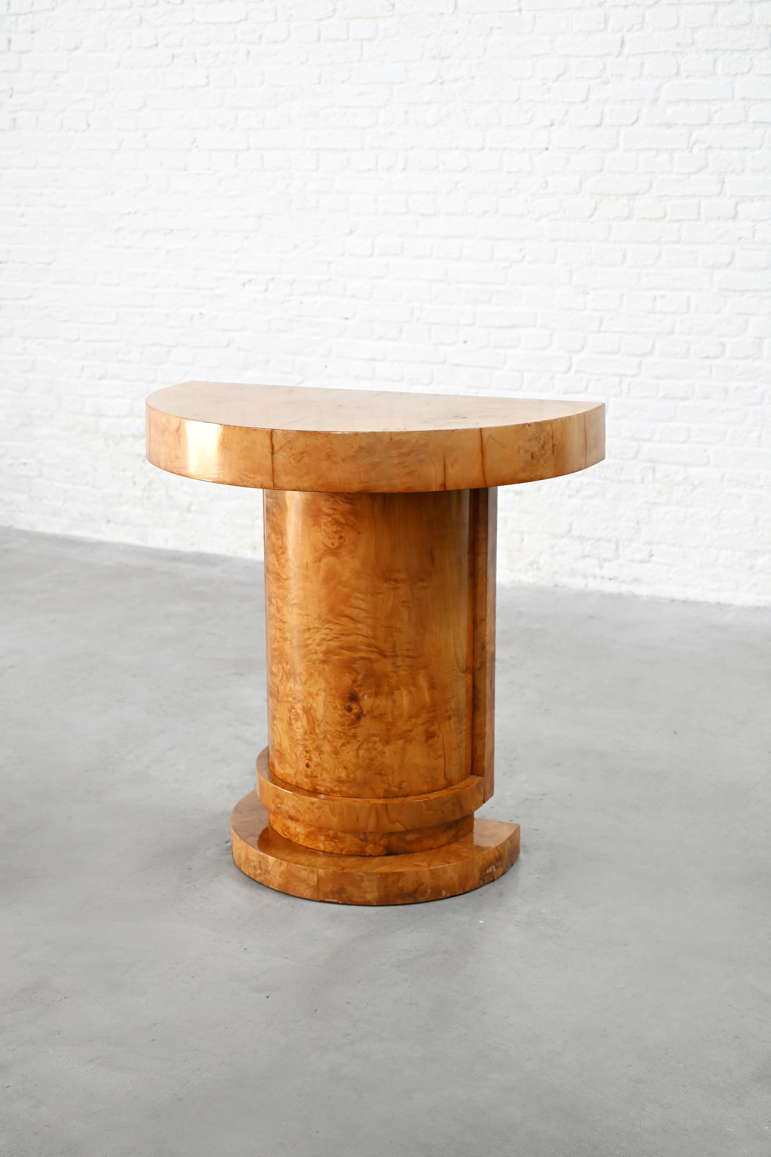 Art Deco Console in Burl Wood, France, 1930s