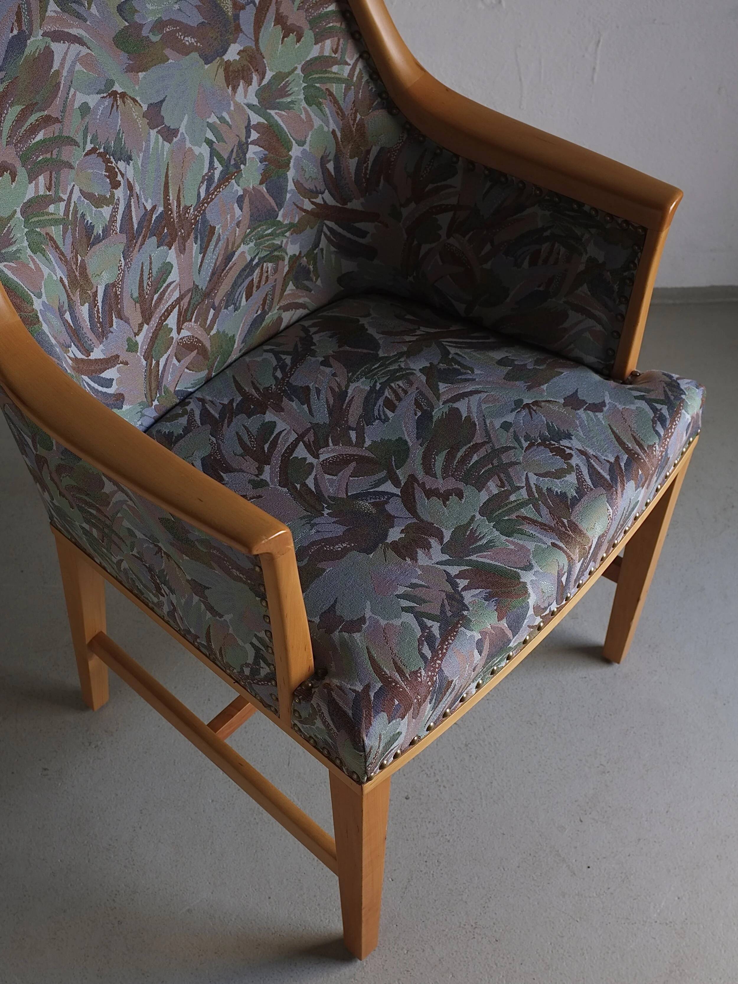 Swedish Grace floral birch wood armchair