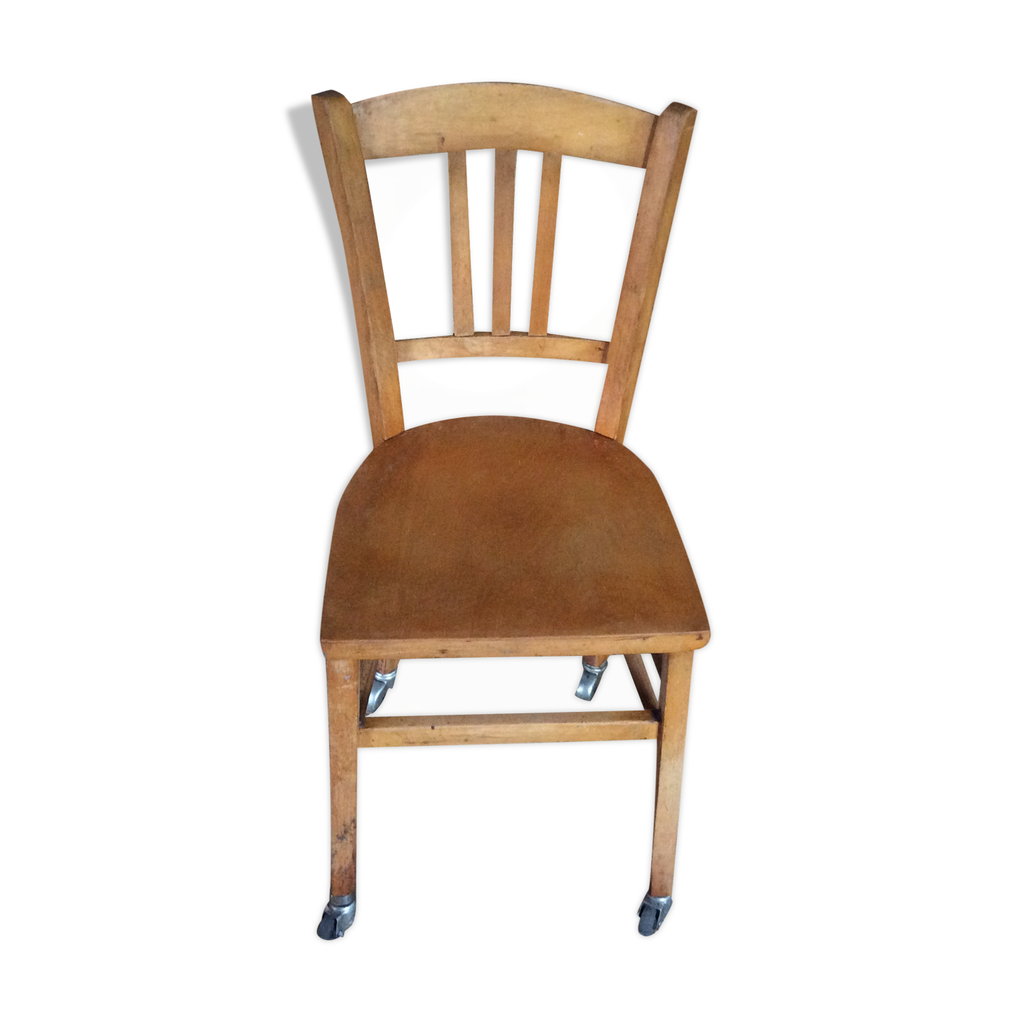 Wooden chair with wheels