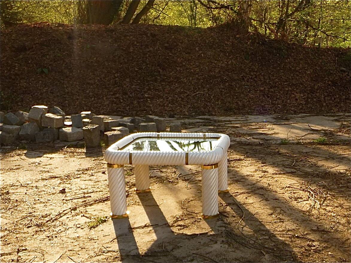 Ceramic and mirrored glass coffee table by Tommaso Barbi, Italy, 1960s.