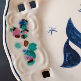 Vintage painted ceramic wall plate with cut-out design by Claude Smadja.