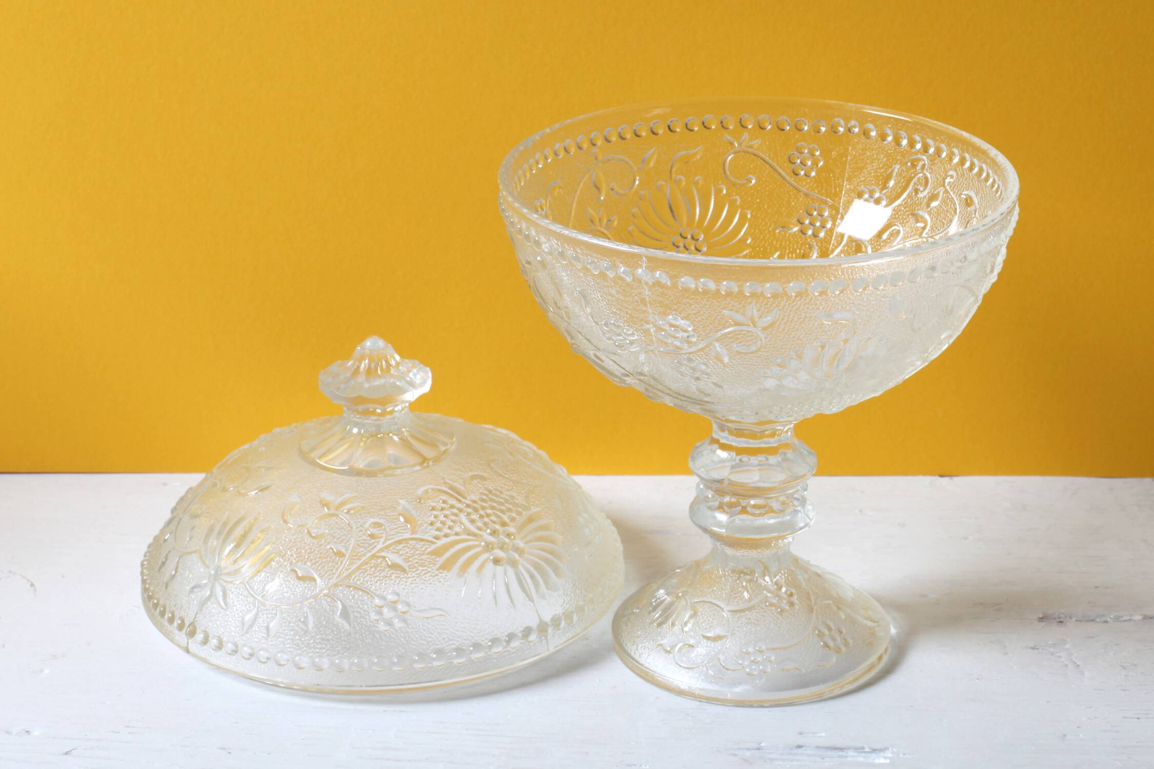 Vintage Cibulak Glass Pedestal Box by Oavel Panek: Czech Bonbon Candy Jar