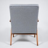 Fauteuil original vintage 60s, édition VAR, entièrement restauré, tissu de poule, élégant