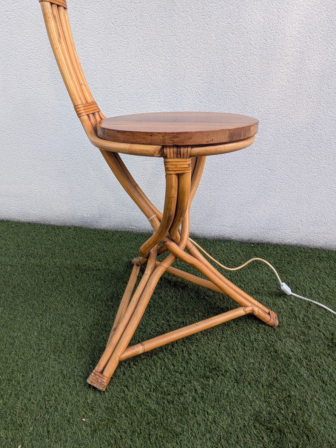 Vintage rattan and bamboo floor lamp, 1960s
