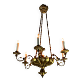 Gilded wood and brass chandelier, Central Europe circa 1900