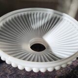 1930s Lamp Shade Art Deco White Opaline Ribbed Glass Lamp Shade Office