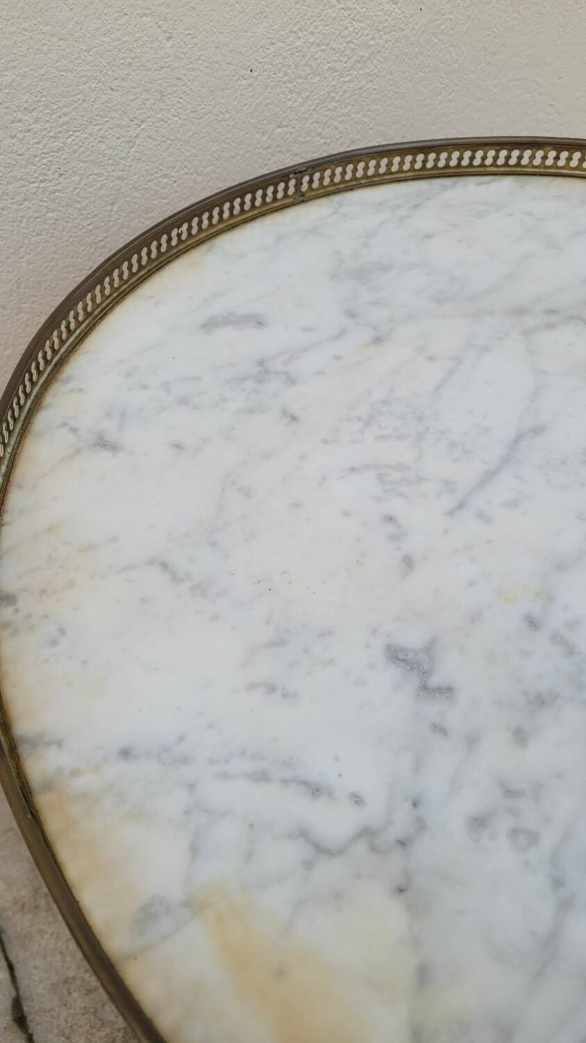 Antique Louis xvi style white marble hot water bottle coffee table