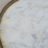 Table basse bouillotte en marbre blanc style Louis xvi ancienne