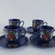 Vintage coffee set - blue and red flower patterns