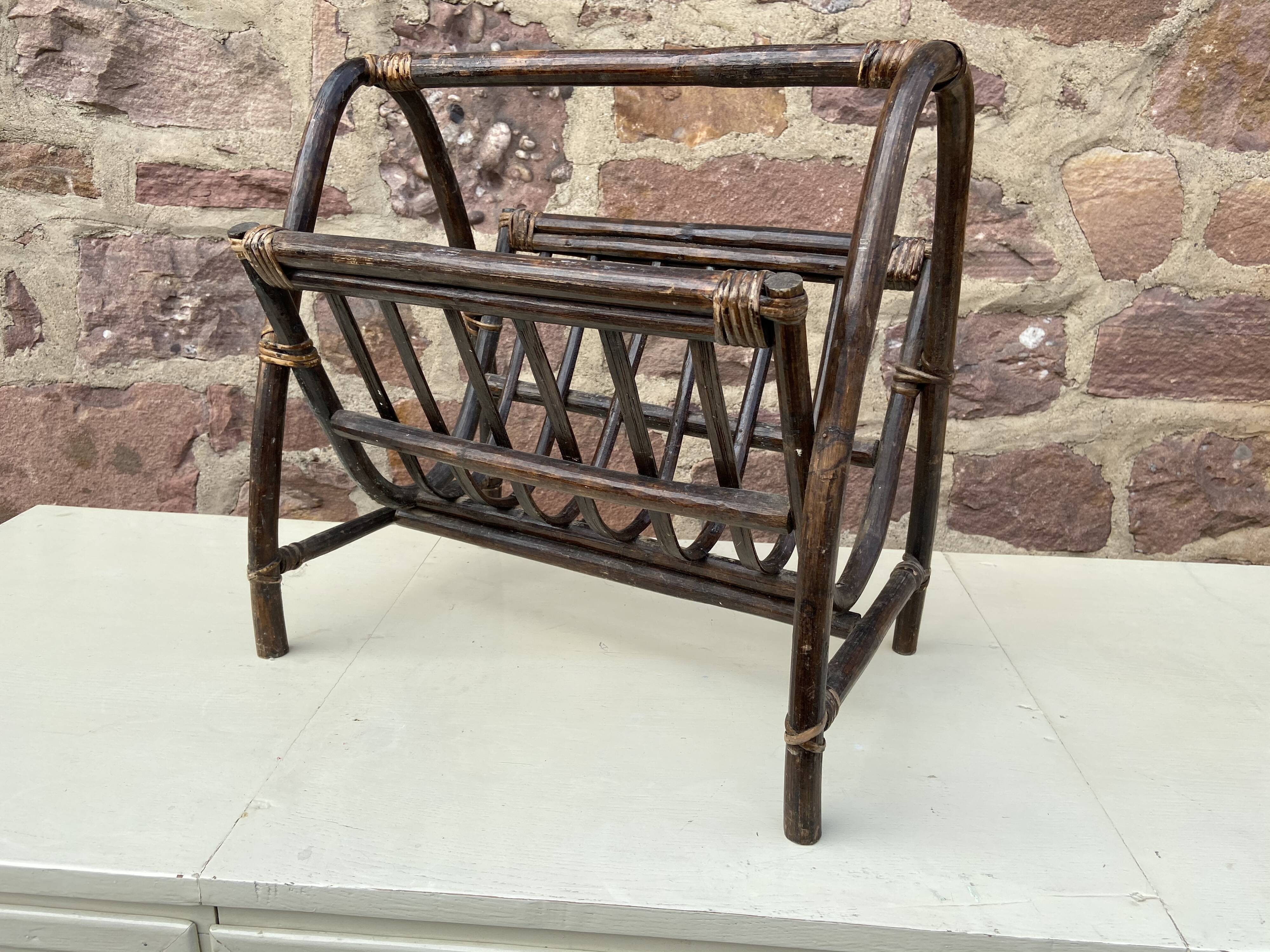 Vintage wicker magazine holder