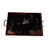 Service tray with mother-of-pearl inlay