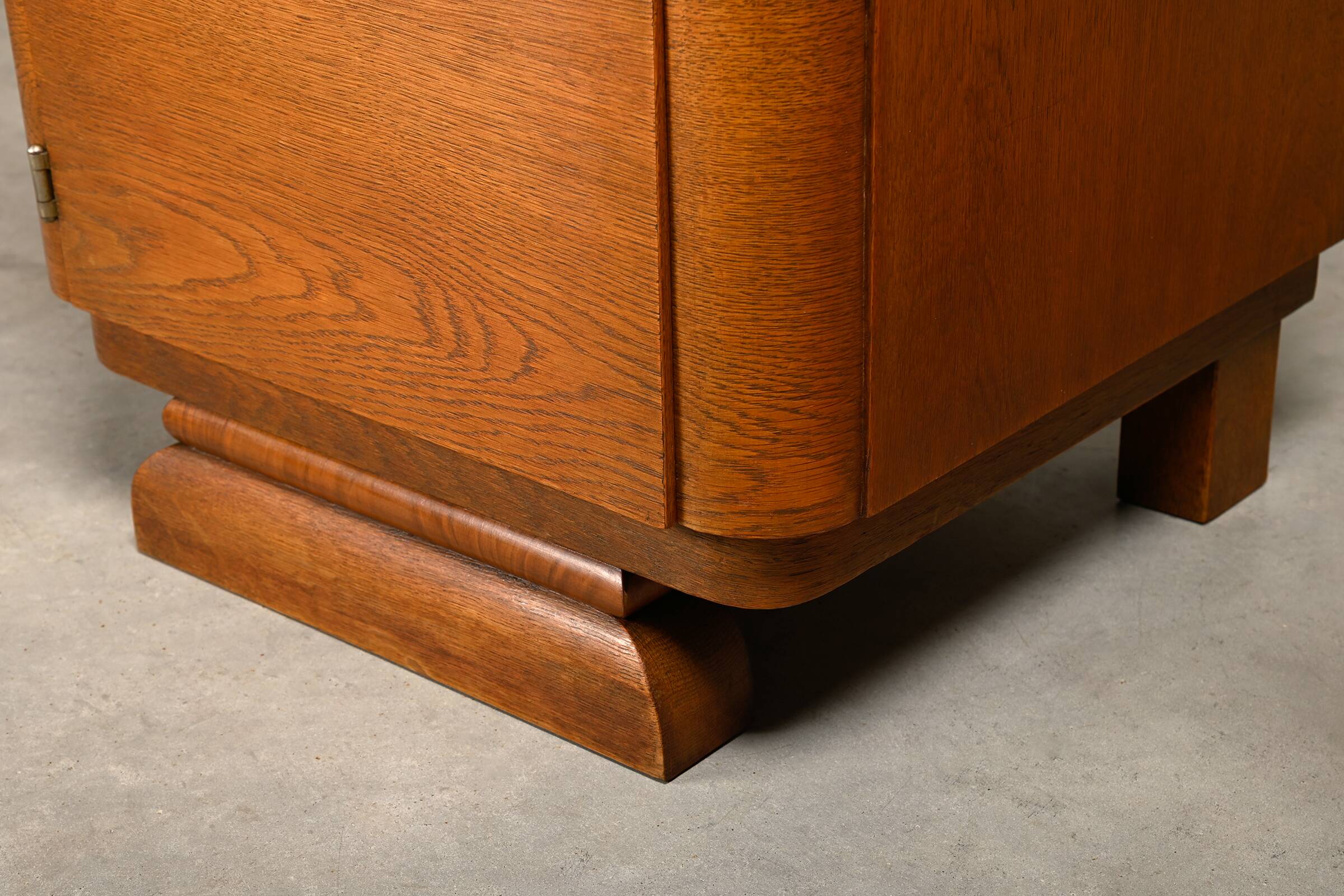 Pair Art Deco Nightstands or Bedside tables Oak and Glass, Netherlands, 193