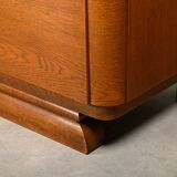 Pair Art Deco Nightstands or Bedside tables Oak and Glass, Netherlands, 193