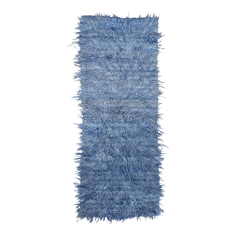 Tapis bleu vintage runner, 106x282cm