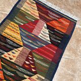 Petit tapis marocain, kilim picaso, tapis tissé plat, décoration intérieure