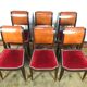 Suite of 6 chairs Art Deco red velvet
