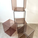 Set of 5 smoked Plexiglas lockers