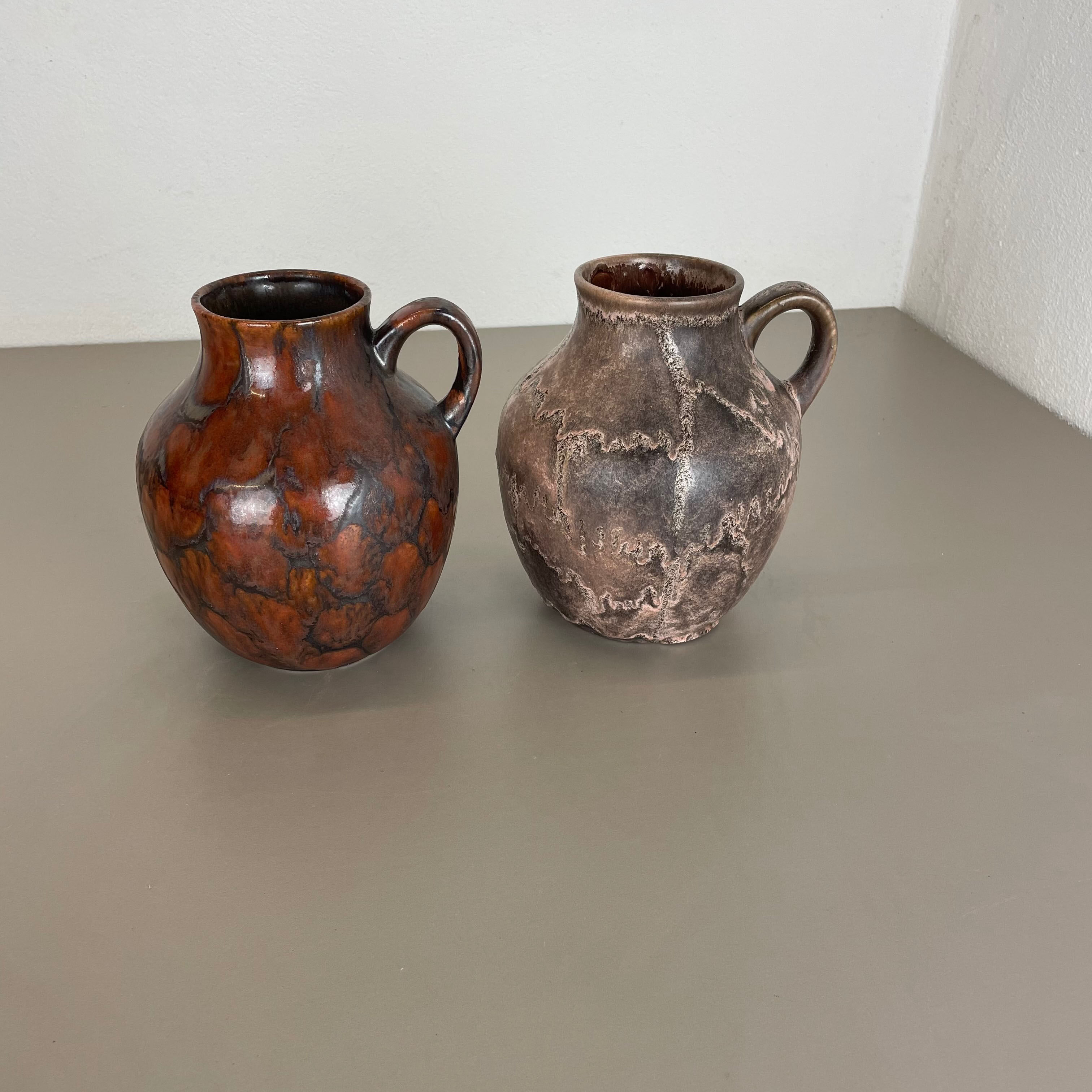 Set of 2 Pottery Vases Fat Lava Abstract Designed by Ruscha, Germany, 1960s