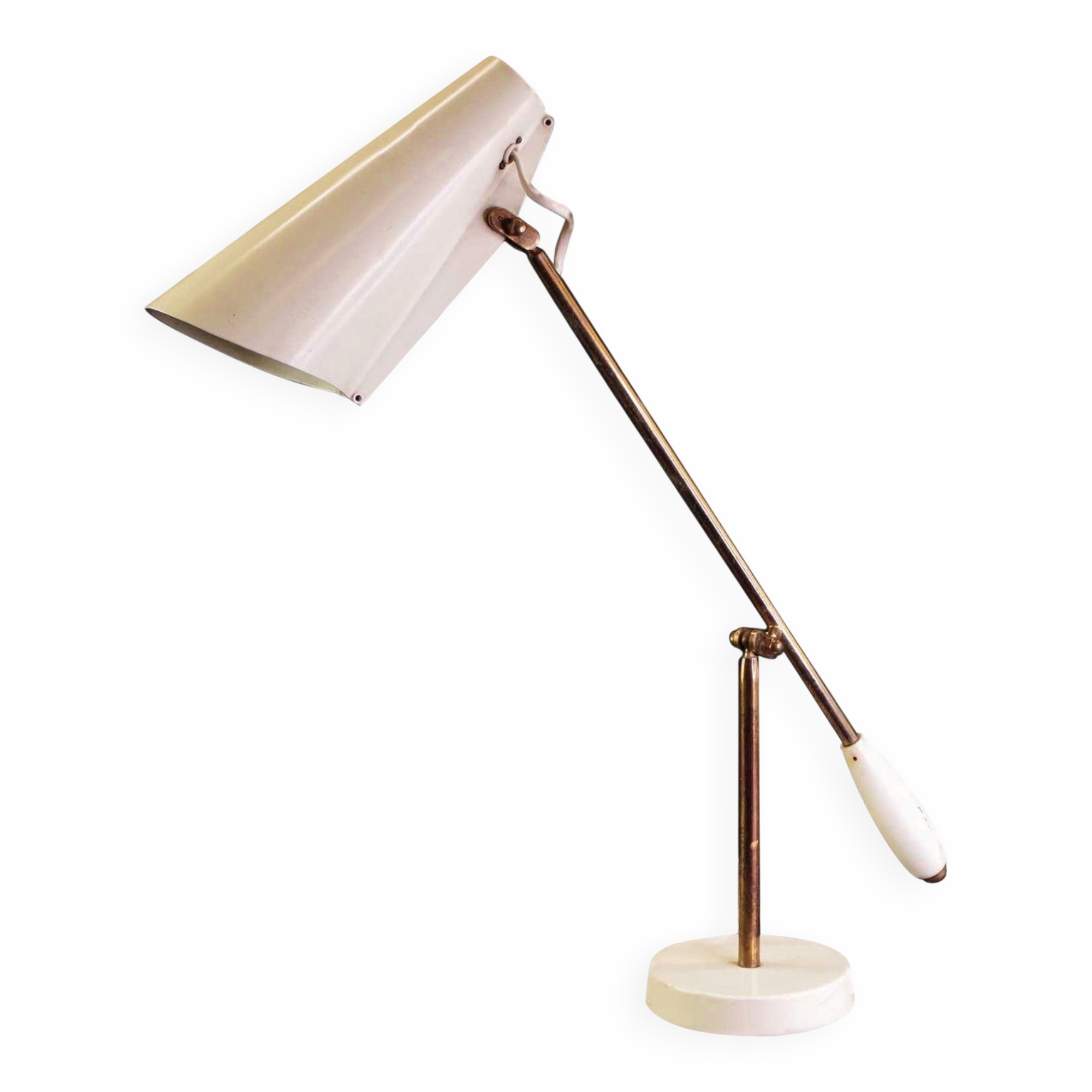 Midcentury Modern White Table Lamp "Birdy" by Birger Dahl, Sonnico, Norway 1950s