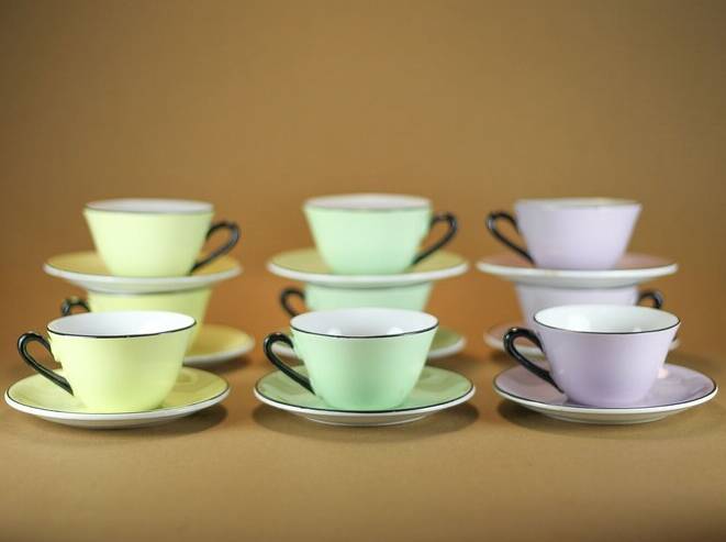 Service à thé ou café faience Orchies Moulin des Loups, service art déco