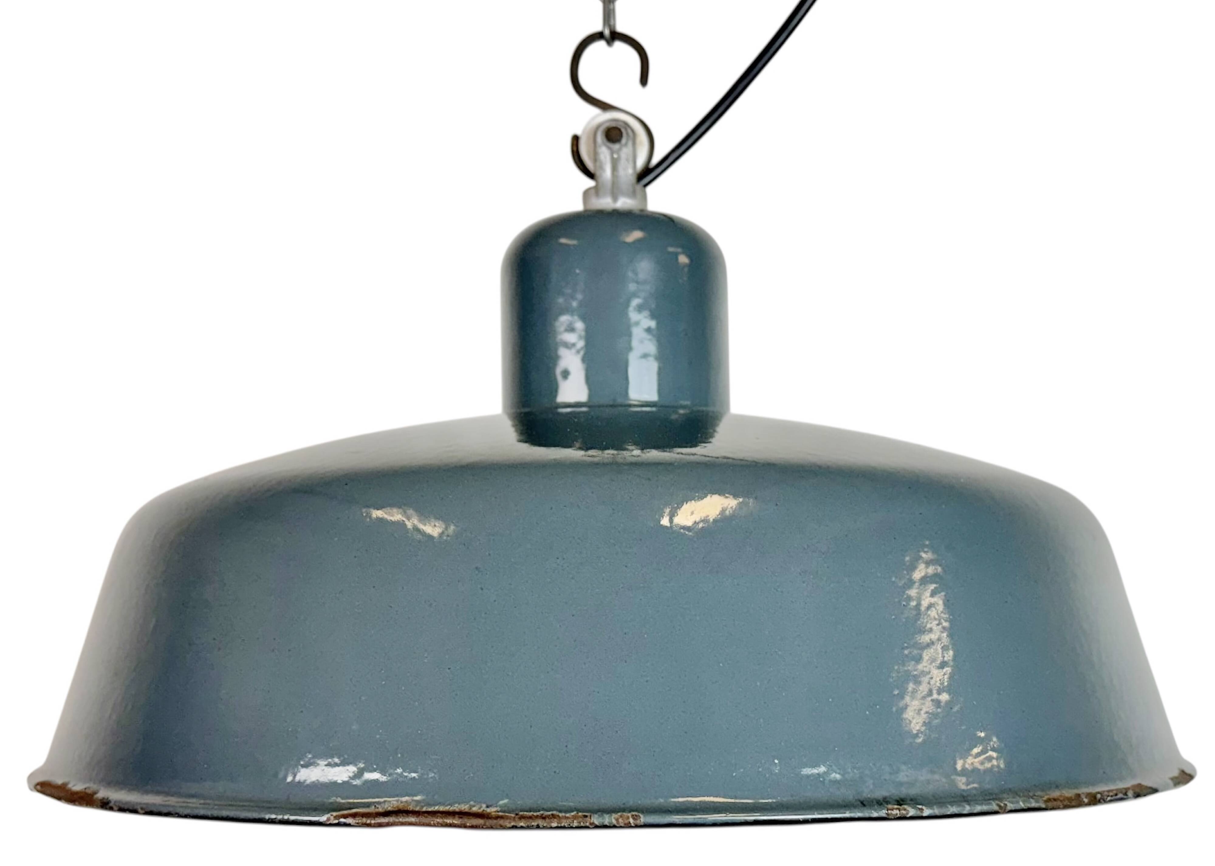 Industrial Grey Enamel Pendant Lamp from Siemens, 1930s