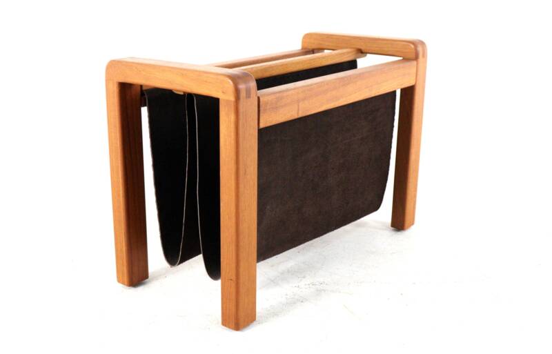 Salling stolefabrik magazine rack with leather in teak