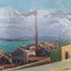 Painting, Oil on panel, "Mediterranean Coastal Town", France, 1930
