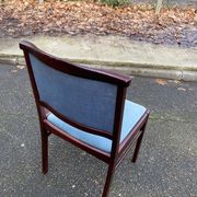 8 Scandinavian chairs in solid teak and blue velvet from the 1960s