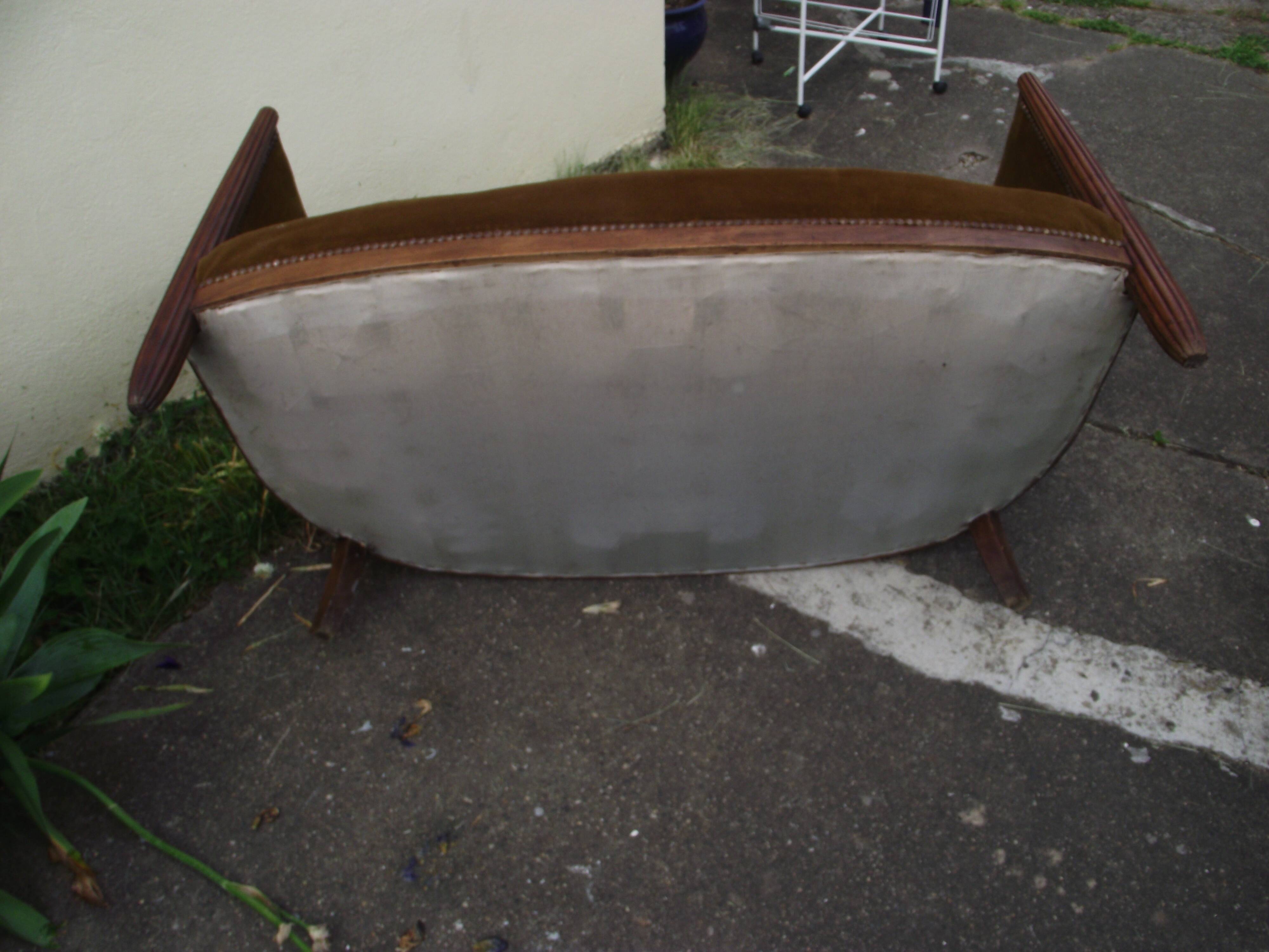 Art Deco 2-seater sofa in solid walnut