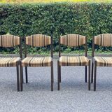 Set of 4 vintage Scandinavian Self chairs in solid wood and wool