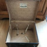 Old square travel trunk J Penet