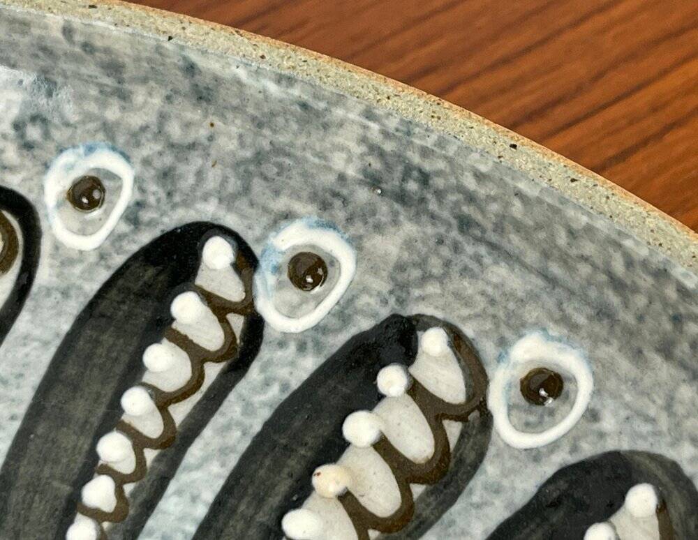 Vintage wall plate in West German pottery with rooster design, 1970s.