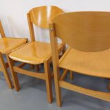 Set of 4 minimalist vintage beechwood chairs from the 80s