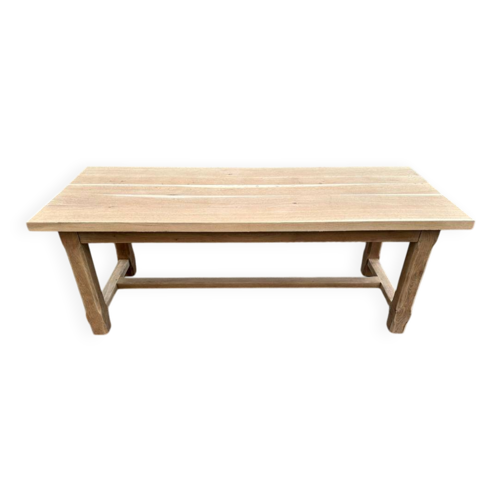 Renovated 19th-century solid oak extendable farmhouse dining table 200cm