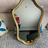 Miroir bois et résine dorée