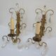 Pair of wall lamps patinated gilded bronze and early twentieth century glass grapevines