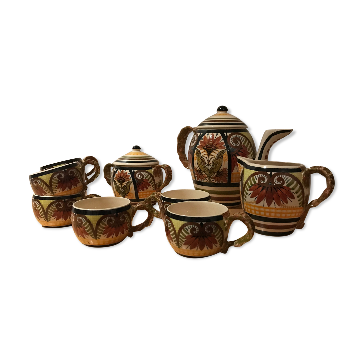 Tea set Quimper Paul Fouillen