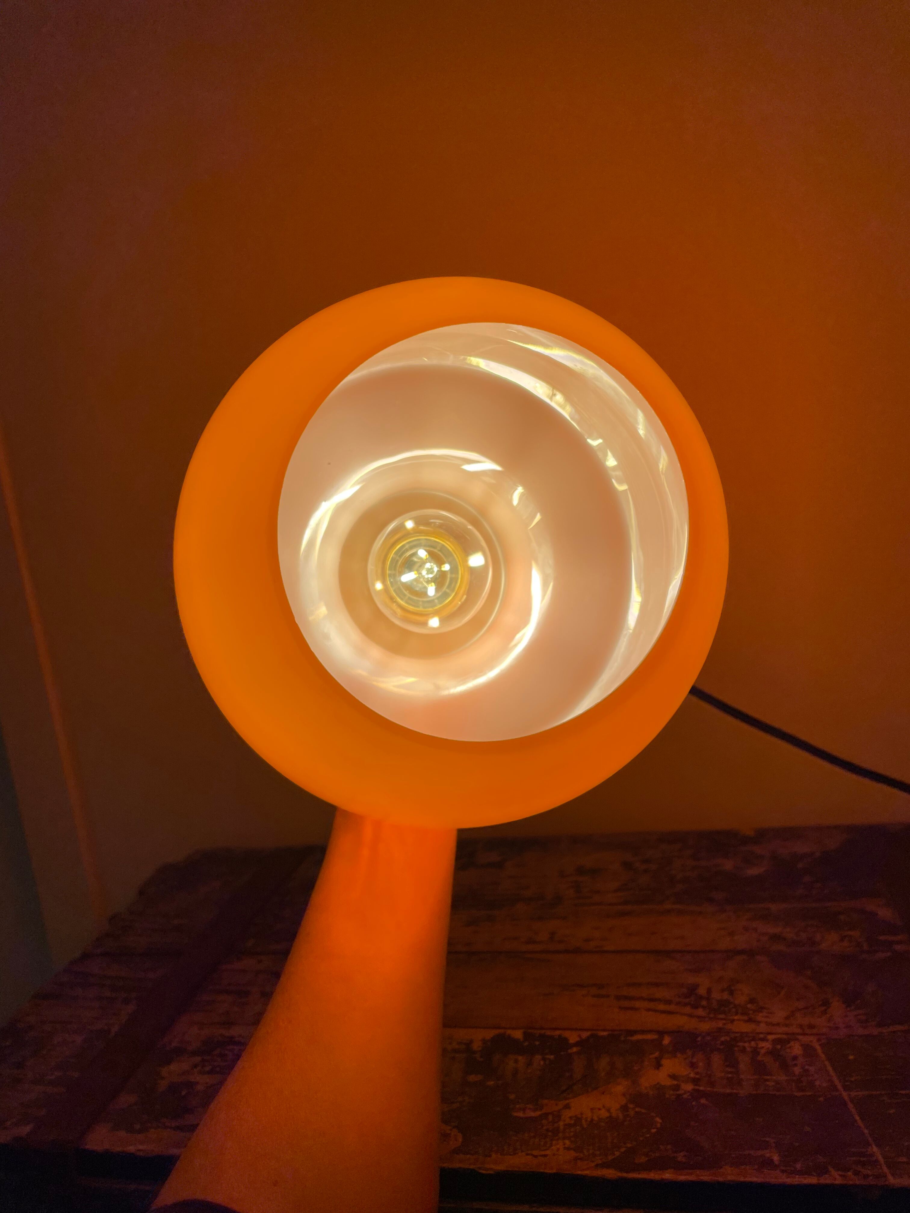 Vintage electrified orange suspension lamp with new