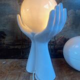 vintage ceramic and opaline hand lamp