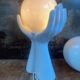 vintage ceramic and opaline hand lamp