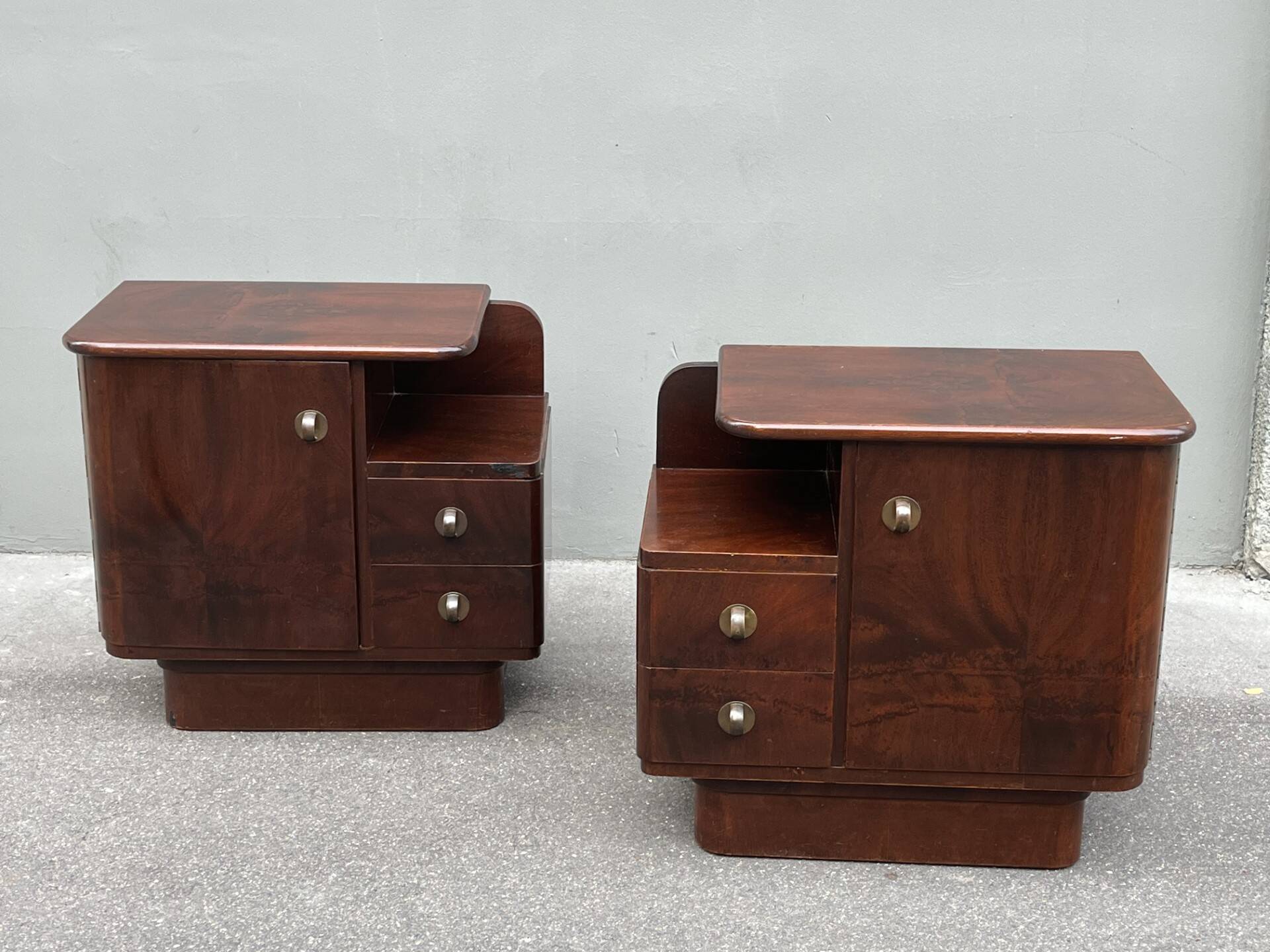 Pair of Art Deco Mahogany bedside tables