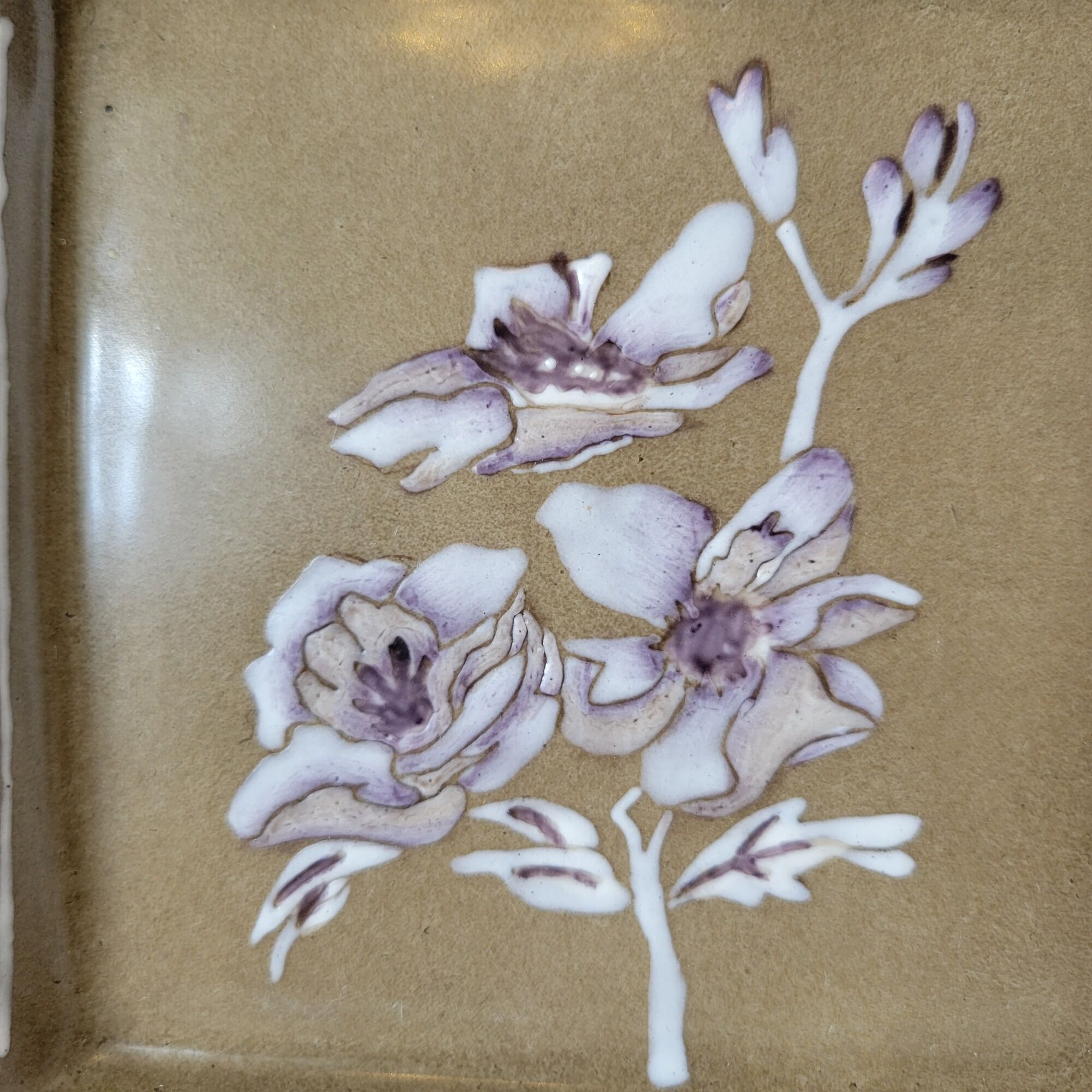Empty ceramic square pocket after the design of Anne Froget for Jardin d'Ulysse