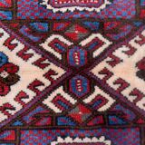 Old turkish kazak rug 129x91 cm vintage tribal carpet, red and blue large