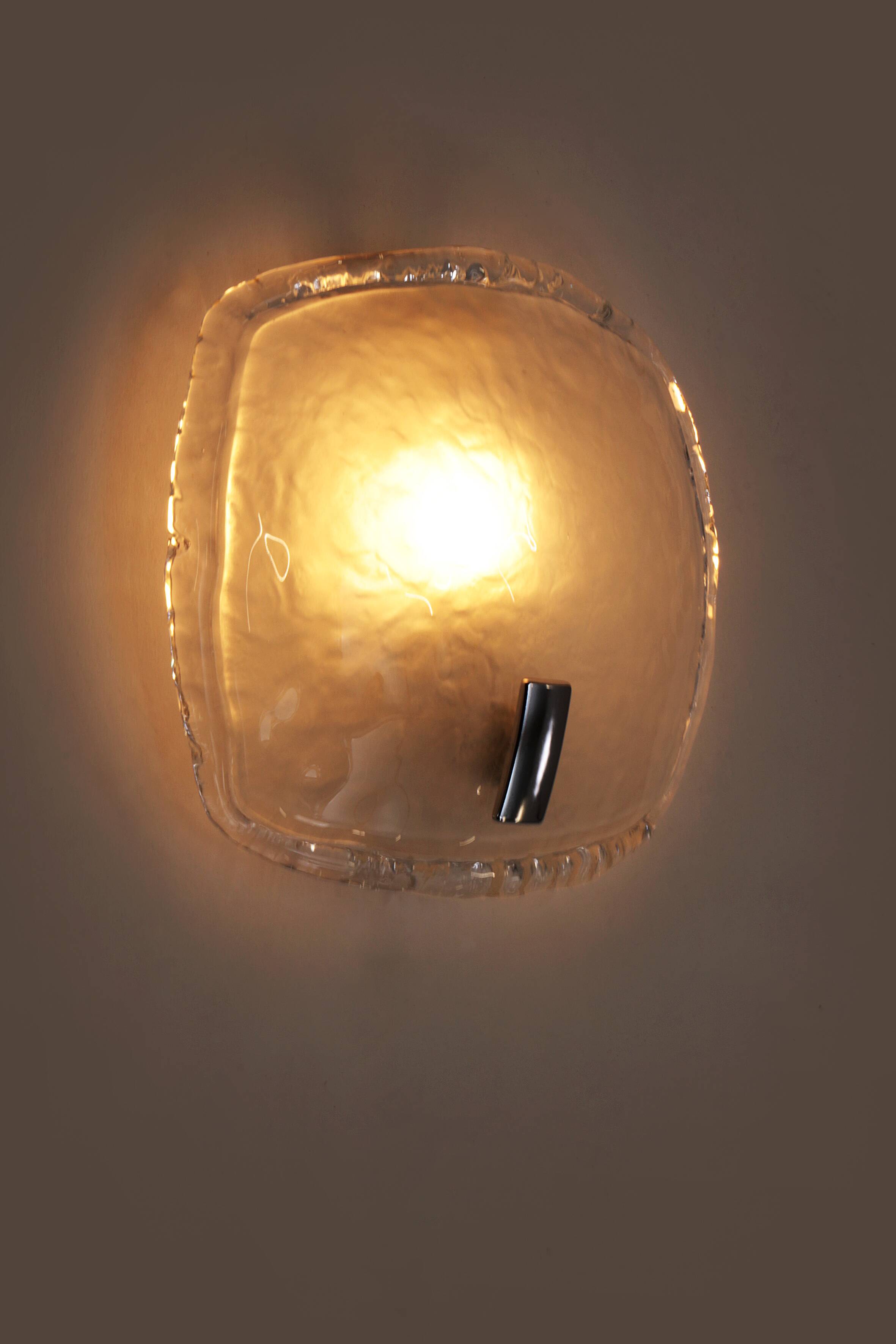 Vintage Murano wall lamp with satin glass, 1960 Italy.