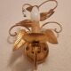 Shabby Wandlampe vergoldet Blattgold Kristallelemente Hollywood Regency 70s