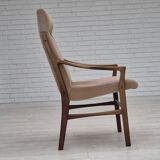 1960s, Scandinavian design, highback armchair, original condition, furniture velour, beech wood.