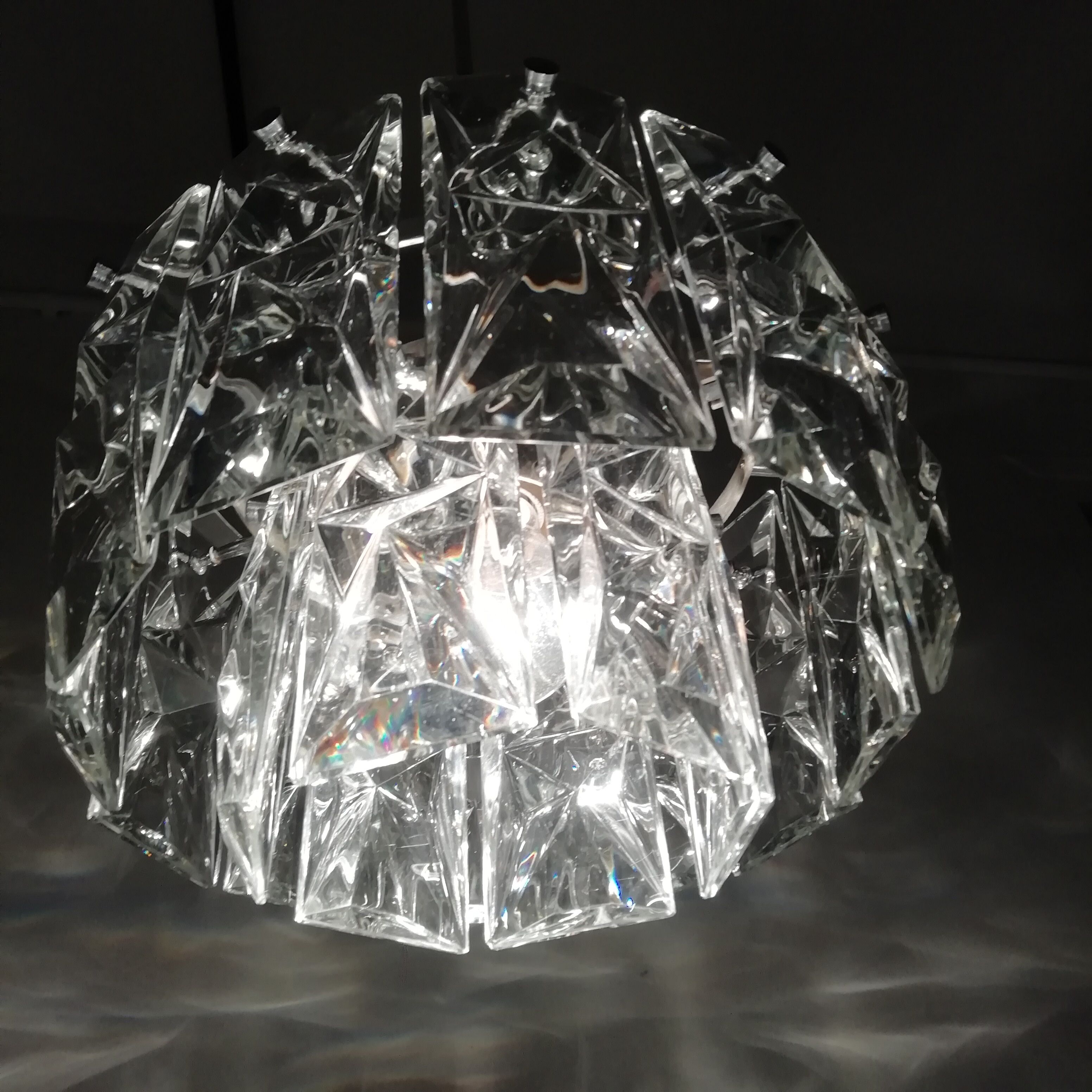 Kinkeldey glass ceiling lamp. 1970s